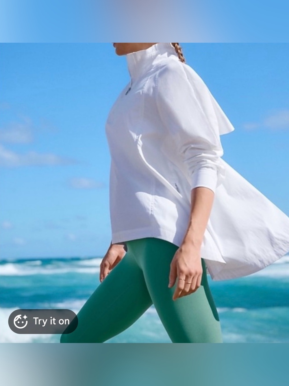 ATHLETA White Advantage Pullover Zip Funnel Neck